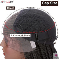 36 Inch Synthetic Braided Wigs, Cornrow Lace Front Wigs, Curly Ends for Women with Baby Hair Sweet T 52