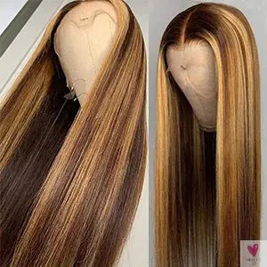 360 Highlight Ombre Straight Lace Front Wigs - Human Hair HD Full Lace Frontal Wig for Women, 180% Density Sweet T 52