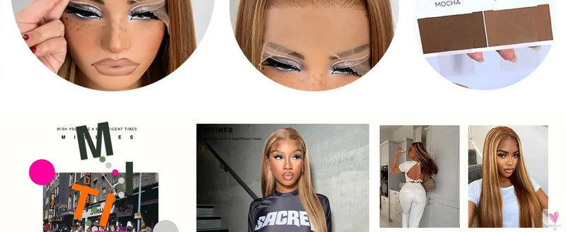 360 Highlight Ombre Straight Lace Front Wigs - Human Hair HD Full Lace Frontal Wig for Women, 180% Density Sweet T 52