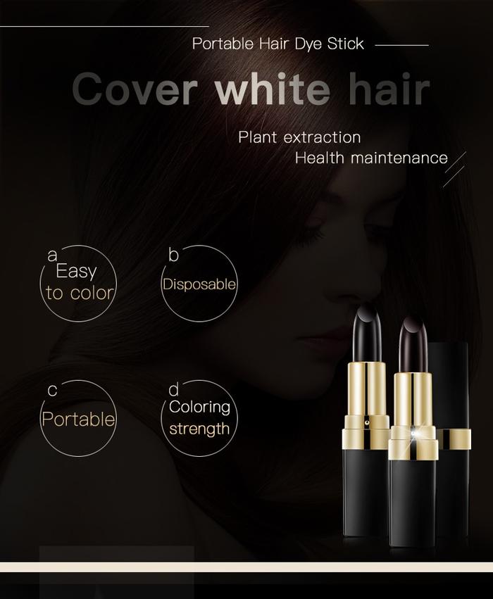 3.8g Hair Dye Stick for Quick Gray Coverage - Unisex, Brown and Black