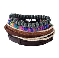 Leather Bracelet for Men - Multi-layer Bead Bracelet, Punk Wrap Bracelets, Vintage punk Men's Jewelry