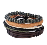 Leather Bracelet for Men - Multi-layer Bead Bracelet, Punk Wrap Bracelets, Vintage punk Men's Jewelry