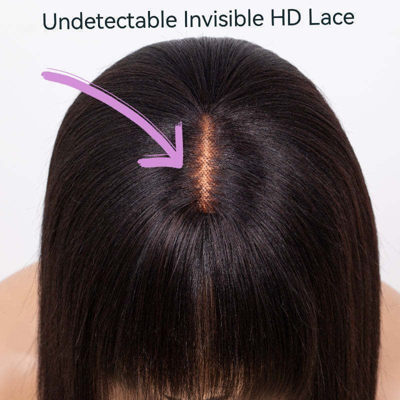 Human Hair Lace Wig with Bangs for Women