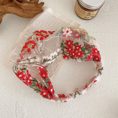 Women's fashion simple embroidery flower headband