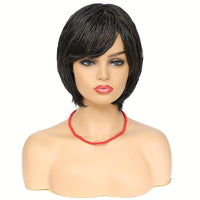 Short Bob Box Braided Wig with Bangs Pixie Cut Side Part Synthetic Heat Resistant Ombre Crochet Braided Wig African Style Cosplay Wig for Women - Summer Hairpiece, Fashion Accessory, Natural Look Hairpiece Sweet T 52