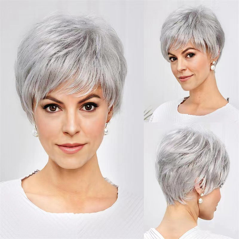 Short Synthetic Wig for Women with Side Bangs