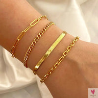4 Pcs/Set New Trendy Classic Gold Color Twist, Cuban Snake Chain Bracelet Sets for Women, Fashion Jewelry - Gifts SWEET T 52