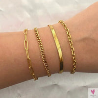4 Pcs/Set New Trendy Classic Gold Color Twist, Cuban Snake Chain Bracelet Sets for Women, Fashion Jewelry - Gifts SWEET T 52