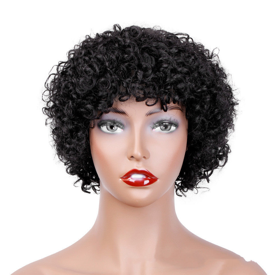 Fashion Wig Hair Set - Short Curly Hair - Real Human Hair Headwear for Women