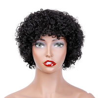 Fashion Wig Hair Set - Short Curly Hair - Real Human Hair Headwear for Women