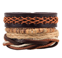 Leather Bracelet for Men - Multi-layer Bead Bracelet, Punk Wrap Bracelets, Vintage punk Men's Jewelry