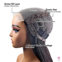 427 Highlight Bob Wigs - Human Hair Glueless Deep Wave Frontal Wigs, 5X5 Hd Lace Closure Wigs Sweet T 52
