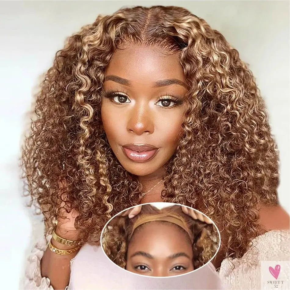 427 Highlight Bob Wigs - Human Hair Glueless Deep Wave Frontal Wigs, 5X5 Hd Lace Closure Wigs Sweet T 52