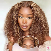 427 Highlight Bob Wigs - Human Hair Glueless Deep Wave Frontal Wigs, 5X5 Hd Lace Closure Wigs Sweet T 52