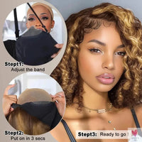 427 Highlight Bob Wigs - Human Hair Glueless Deep Wave Frontal Wigs, 5X5 Hd Lace Closure Wigs Sweet T 52