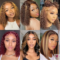 427 Highlight Bob Wigs - Human Hair Glueless Deep Wave Frontal Wigs, 5X5 Hd Lace Closure Wigs Sweet T 52
