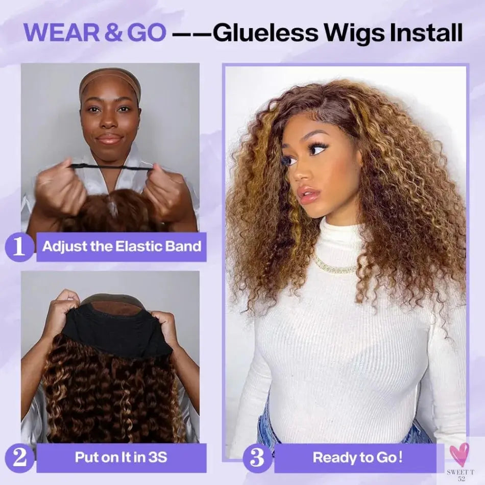 427 Highlight Bob Wigs - Human Hair Glueless Deep Wave Frontal Wigs, 5X5 Hd Lace Closure Wigs Sweet T 52