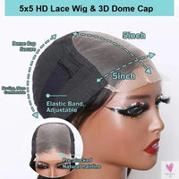 427 Highlight Bob Wigs - Human Hair Glueless Deep Wave Frontal Wigs, 5X5 Hd Lace Closure Wigs Sweet T 52