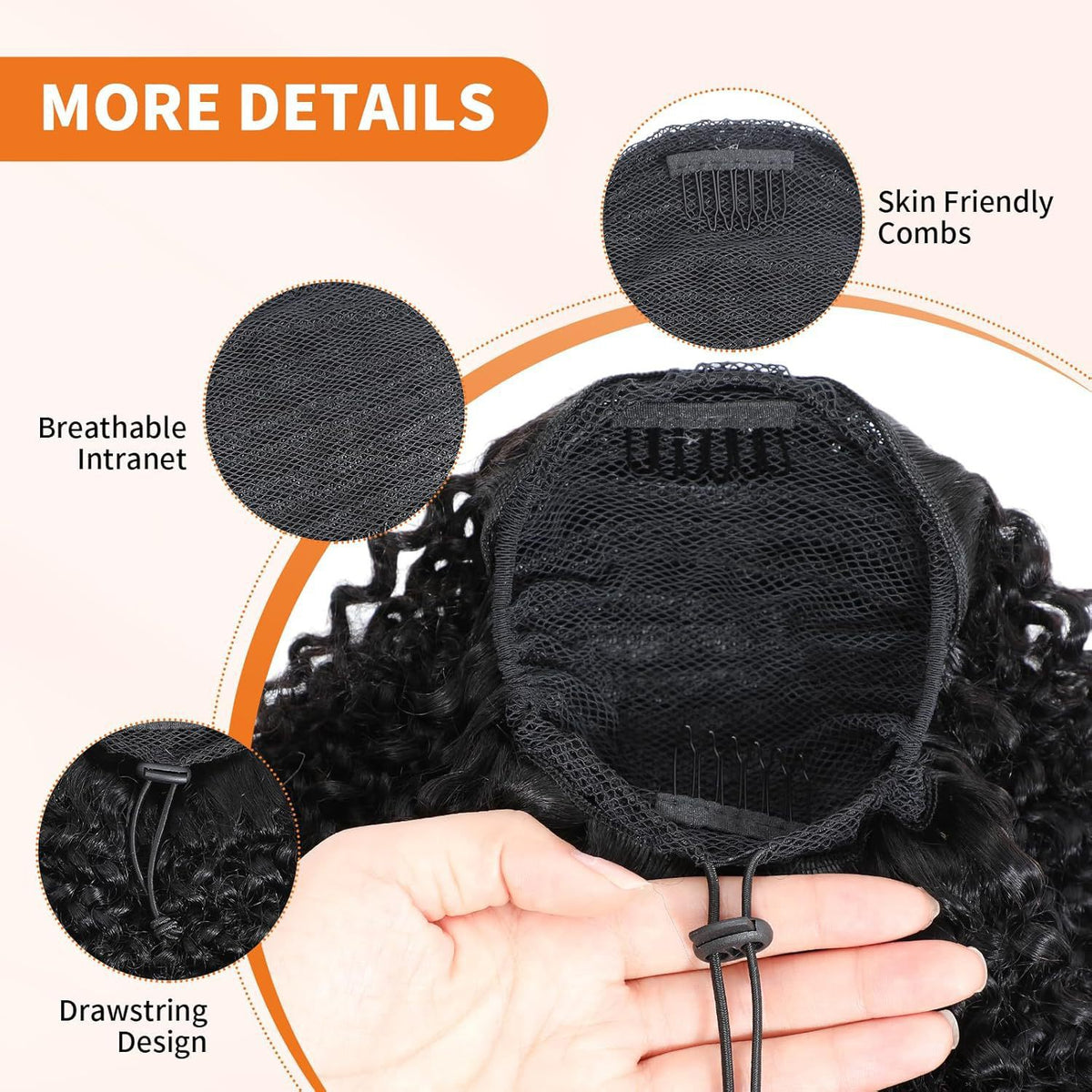 Drawstring Hair Bundle With Afro Kinky Curly Black Hair Extensions