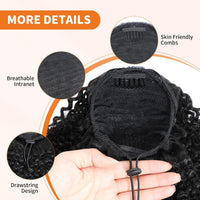 Drawstring Hair Bundle With Afro Kinky Curly Black Hair Extensions
