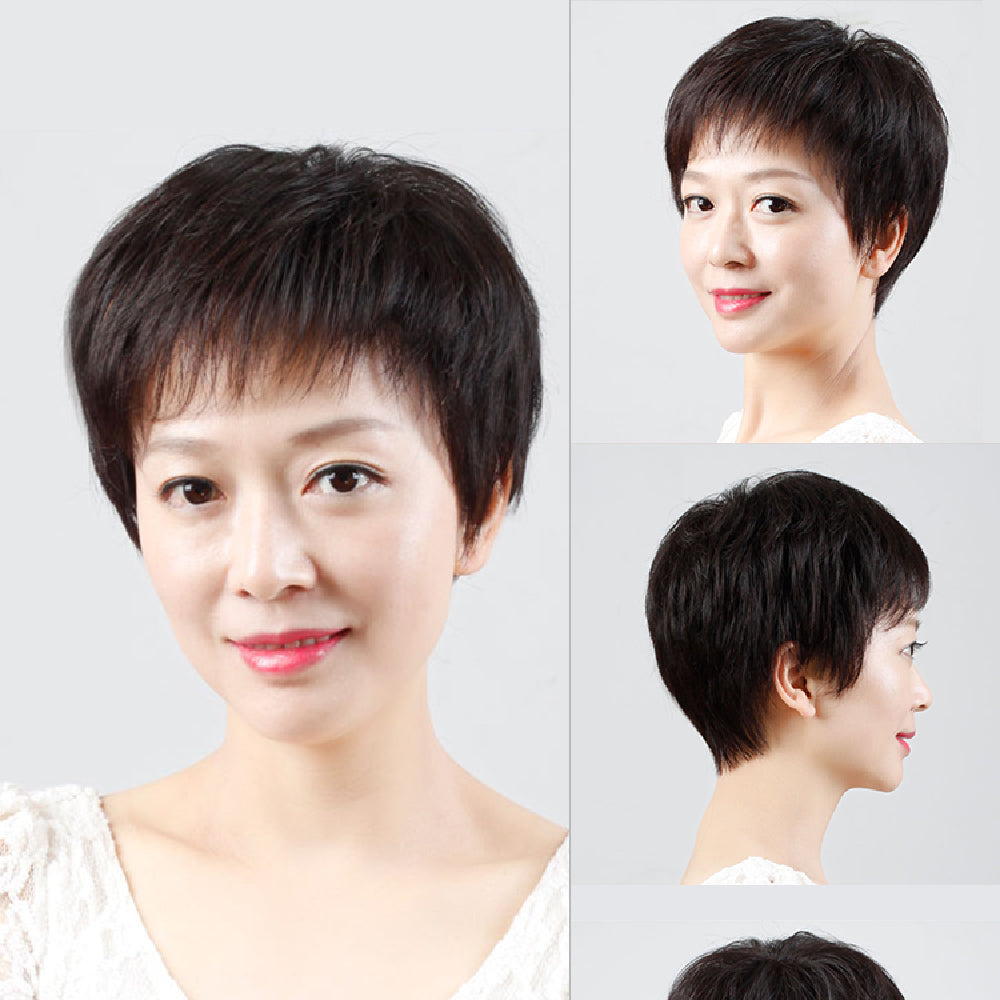 Full Pixie Cut Wig for Women, Short, Real Human Hair