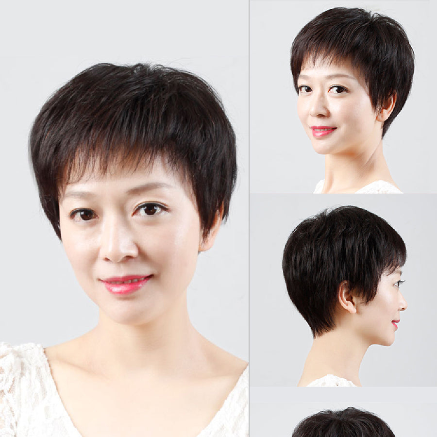 Full Pixie Cut Wig for Women, Short, Real Human Hair