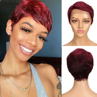 European & American Short Pixie Style Human Hair Wig for Women, Daily Use
