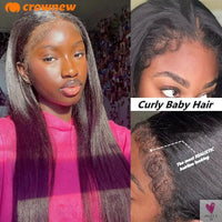 4C kinky Edges Wig Natural Hairline Bleached Knots Straight Human Hair Wigs 13x4 HD Lace Frontal Wig Glueless Wigs Human Hair Sweet T 52