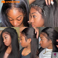 4C kinky Edges Wig Natural Hairline Bleached Knots Straight Human Hair Wigs 13x4 HD Lace Frontal Wig Glueless Wigs Human Hair Sweet T 52