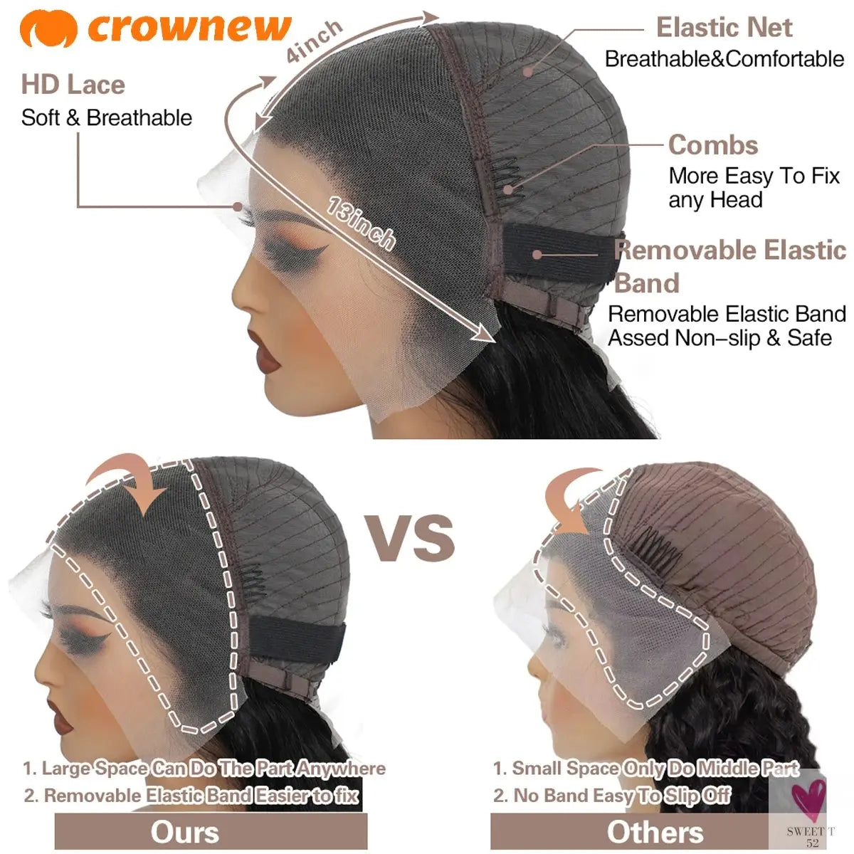 4C kinky Edges Wig Natural Hairline Bleached Knots Straight Human Hair Wigs 13x4 HD Lace Frontal Wig Glueless Wigs Human Hair Sweet T 52