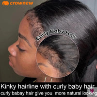 4C kinky Edges Wig Natural Hairline Bleached Knots Straight Human Hair Wigs 13x4 HD Lace Frontal Wig Glueless Wigs Human Hair Sweet T 52