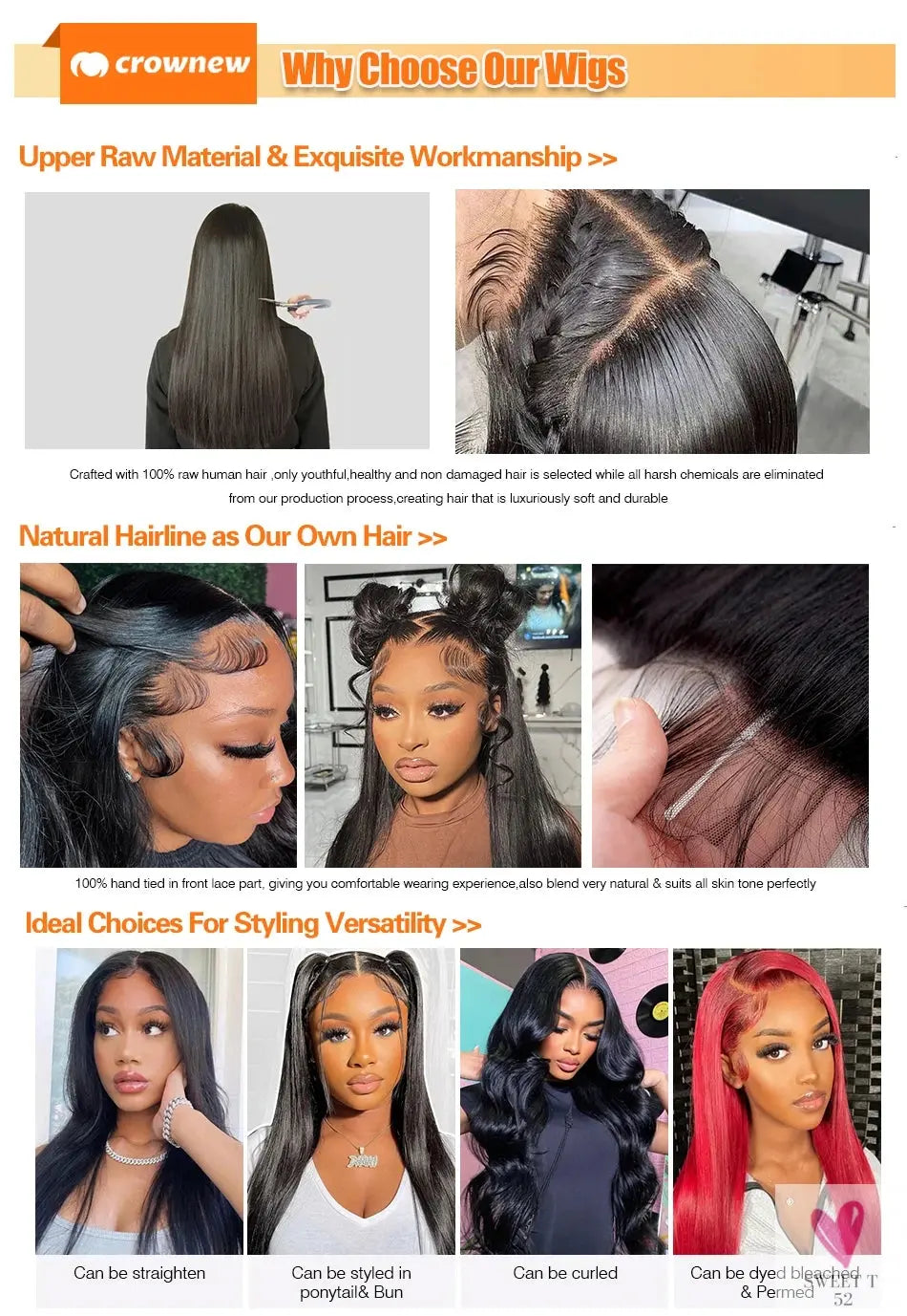 4C kinky Edges Wig Natural Hairline Bleached Knots Straight Human Hair Wigs 13x4 HD Lace Frontal Wig Glueless Wigs Human Hair Sweet T 52