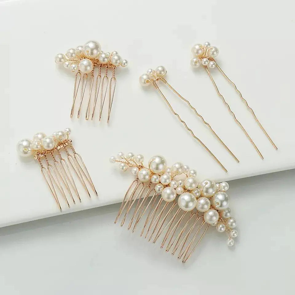 Vintage Baroque Pearl Hairpin - Bridal Headpiece Set