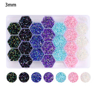 3mm/4mm24 Grids box Multi-color Resin Drill Nail Beauty - DIY Ornament Accessories