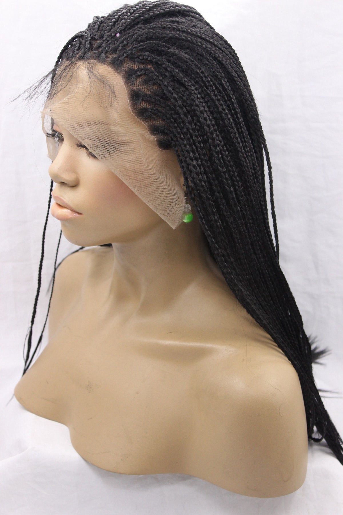 Black Braided Wig with Lace Front (Synthetic Hair)