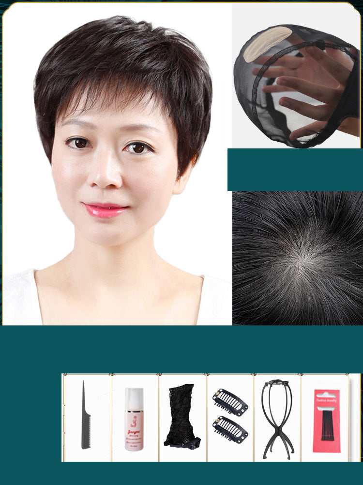 Full Pixie Cut Wig for Women, Short, Real Human Hair