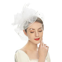 Feather Bride Hair Ornament - Mesh Hat Combination Hairpin