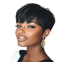 Short Pixie Cut Wig for Women, Natural Black, Short, Straight Wave Synthetic Wig