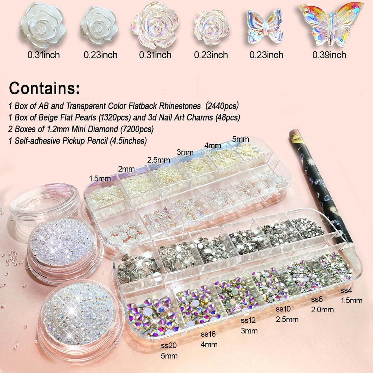 Nail Ornaments - Bow/Pearl Accessories Suite
