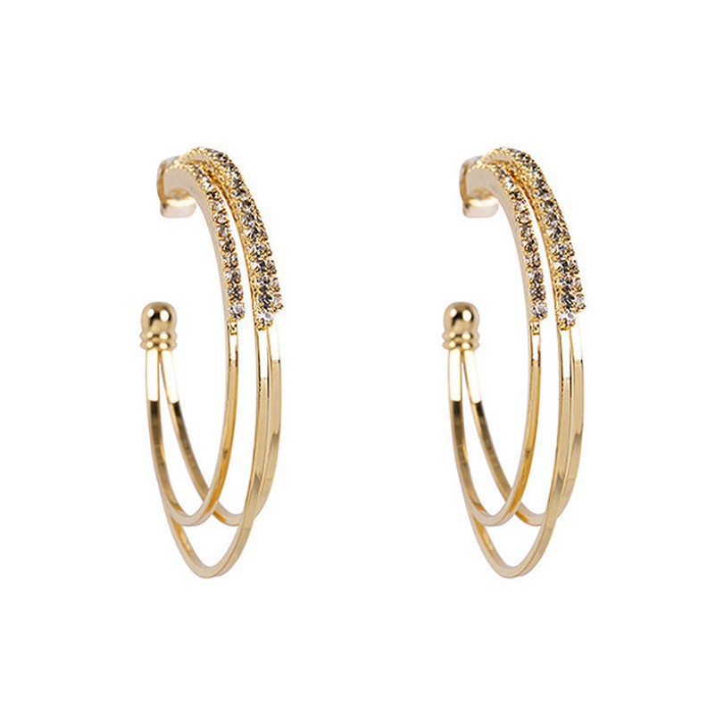 European and American Exaggerated Full Diamond Geometric Circle Earrings