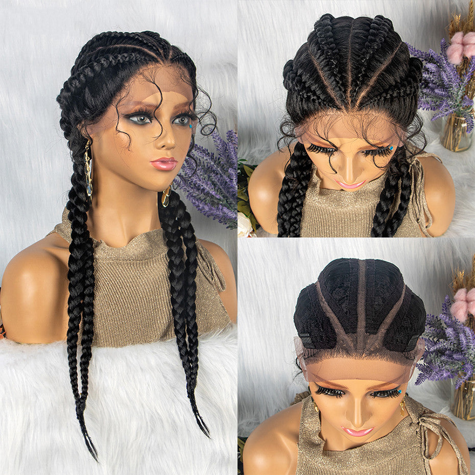 Braided Lace Frontal Wig With Baby Hair for Women - 4 Braids