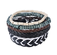 Leather Bracelet for Men - Multi-layer Bead Bracelet, Punk Wrap Bracelets, Vintage punk Men's Jewelry
