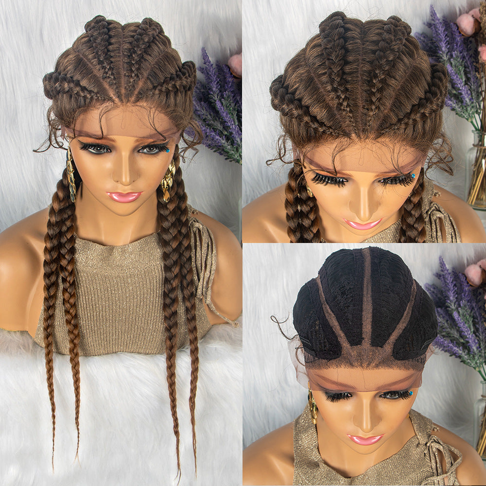 Braided Lace Frontal Wig With Baby Hair for Women - 4 Braids