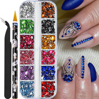 Nail Art Accessories, AB Mixed Color, 12 Grid Strip Box Illusion Nail Accessories