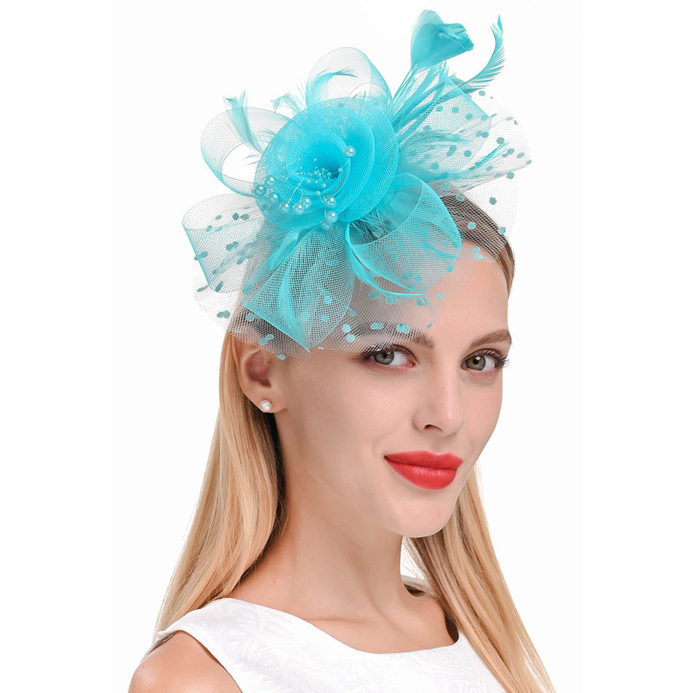 Feather Bride Hair Ornament - Mesh Hat Combination Hairpin