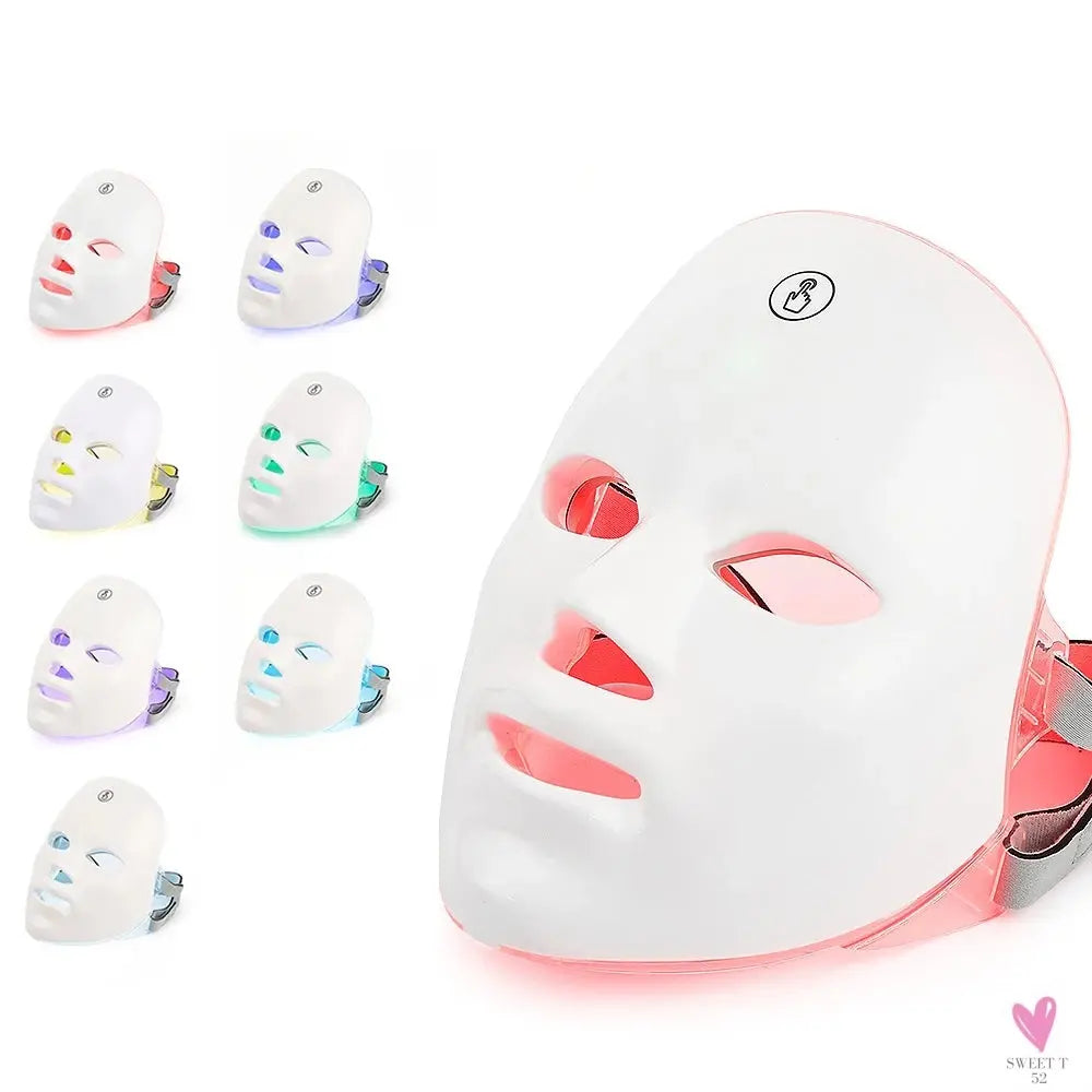 7 Colors Led Facial Mask With Neck Red Light Therapy Mask For Skin Tightening Lifting Anti-aging Bio-Light Beauty Whitening Home SWEET T 52