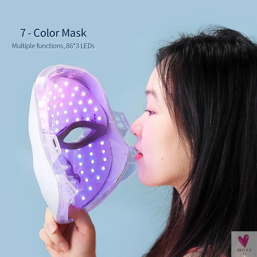 7 Colors Led Facial Mask With Neck Red Light Therapy Mask For Skin Tightening Lifting Anti-aging Bio-Light Beauty Whitening Home SWEET T 52