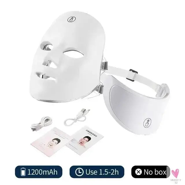 7 Colors Led Facial Mask With Neck Red Light Therapy Mask For Skin Tightening Lifting Anti-aging Bio-Light Beauty Whitening Home SWEET T 52