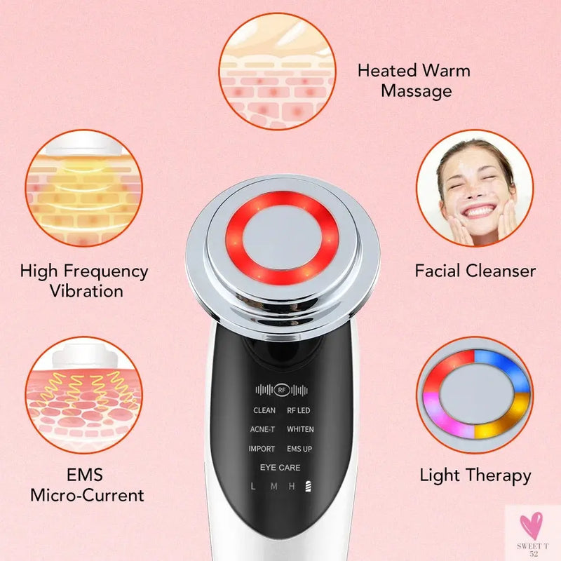 7 in 1 Face Lifting Device EMS Microcurrent Skin Rejuvenation LED Facial Neck Firming Massager Face Beauty Care Apparatus Sweet T 52