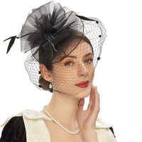 Feather Bride Hair Ornament - Mesh Hat Combination Hairpin